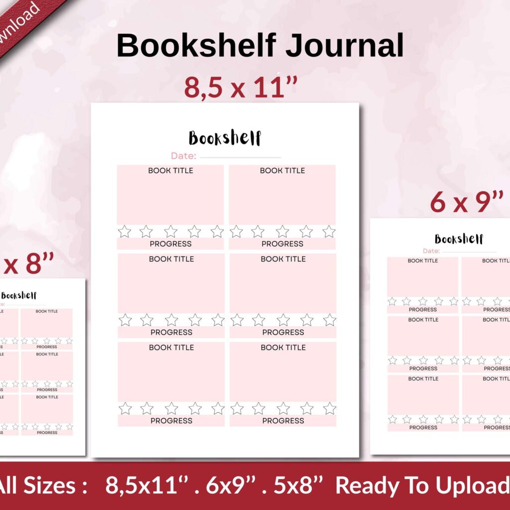 Bookshelf Journal KDP interior Ready To Upload, Sizes 8.5×11 6×9 5×8 inch PDF FILE Used as Amazon KDP Paperback Low Content Book, journal, Notebook, Planner, COMMERCIAL Use
