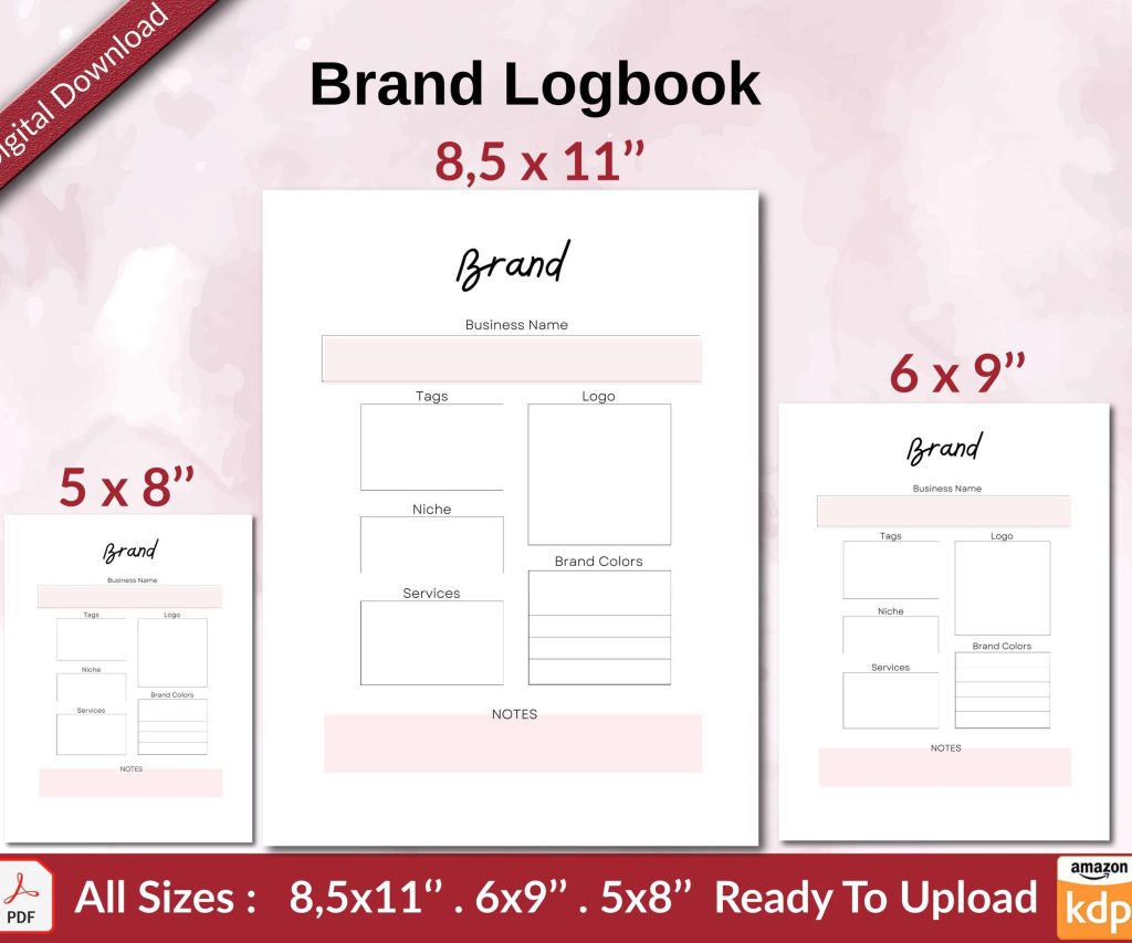 Brand Logbook KDP interior Ready To Upload, Sizes 8.5×11 6×9 5×8 inch PDF FILE Used as Amazon KDP Paperback Low Content Book, journal, Notebook, Planner, COMMERCIAL Use