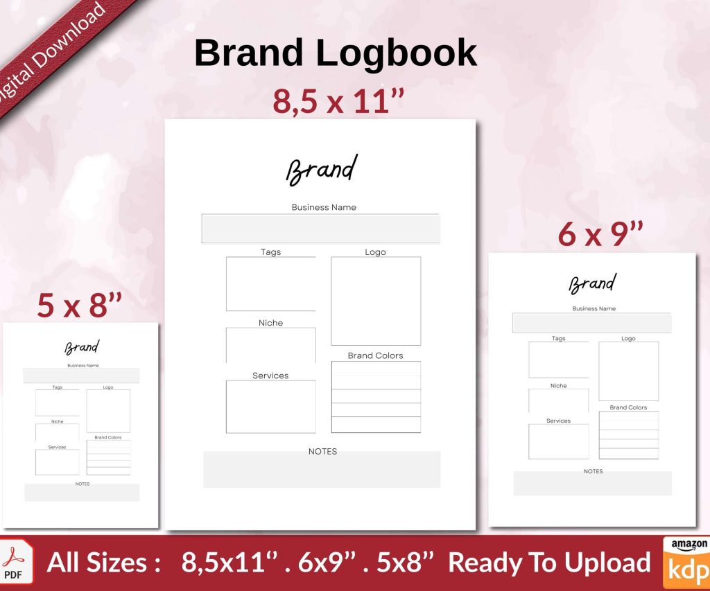 Brand Logbook KDP interior Ready To Upload, Sizes 8.5×11 6×9 5×8 inch PDF FILE Used as Amazon KDP Paperback Low Content Book, journal, Notebook, Planner, COMMERCIAL Use