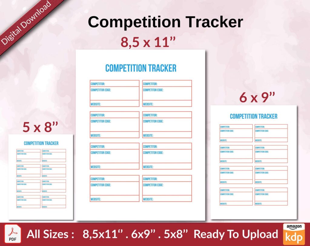 Competition Tracker KDP interior Ready To Upload, Sizes 8.5×11 6×9 5×8 inch PDF FILE Used as Amazon KDP Paperback Low Content Book, journal, Notebook, Planner, COMMERCIAL Use