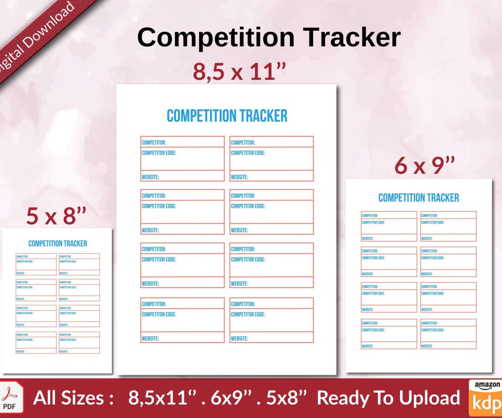 Competition Tracker KDP interior Ready To Upload, Sizes 8.5×11 6×9 5×8 inch PDF FILE Used as Amazon KDP Paperback Low Content Book, journal, Notebook, Planner, COMMERCIAL Use