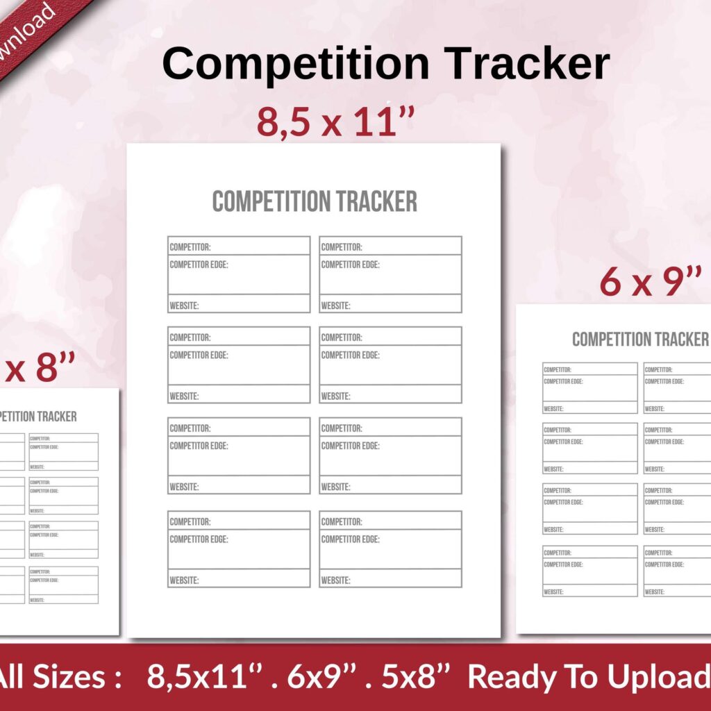 Competition Tracker KDP interior Ready To Upload, Sizes 8.5×11 6×9 5×8 inch PDF FILE Used as Amazon KDP Paperback Low Content Book, journal, Notebook, Planner, COMMERCIAL Use