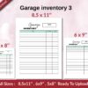 Garage inventory 3 KDP interior Ready To Upload, Sizes 8.5×11 6×9 5×8 inch PDF FILE Used as Amazon KDP Paperback Low Content Book, journal, Notebook, Planner, COMMERCIAL Use
