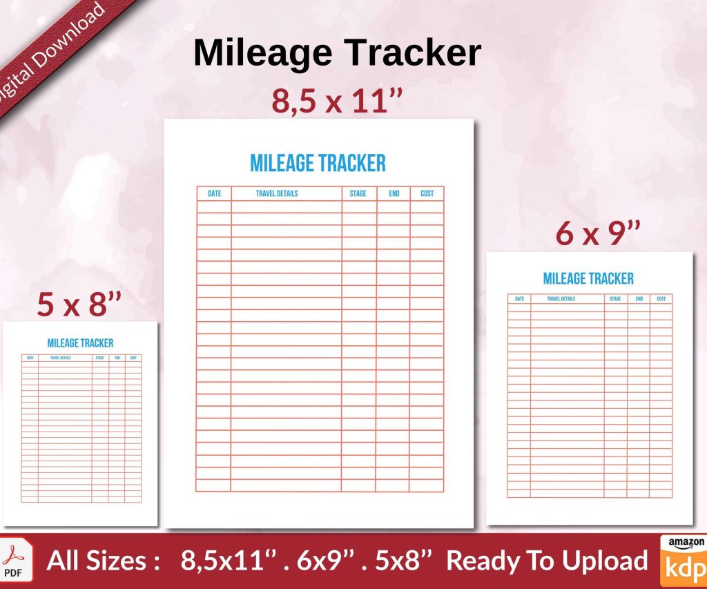 Mileage Tracker KDP interior Ready To Upload, Sizes 8.5×11 6×9 5×8 inch PDF FILE Used as Amazon KDP Paperback Low Content Book, journal, Notebook, Planner, COMMERCIAL Use