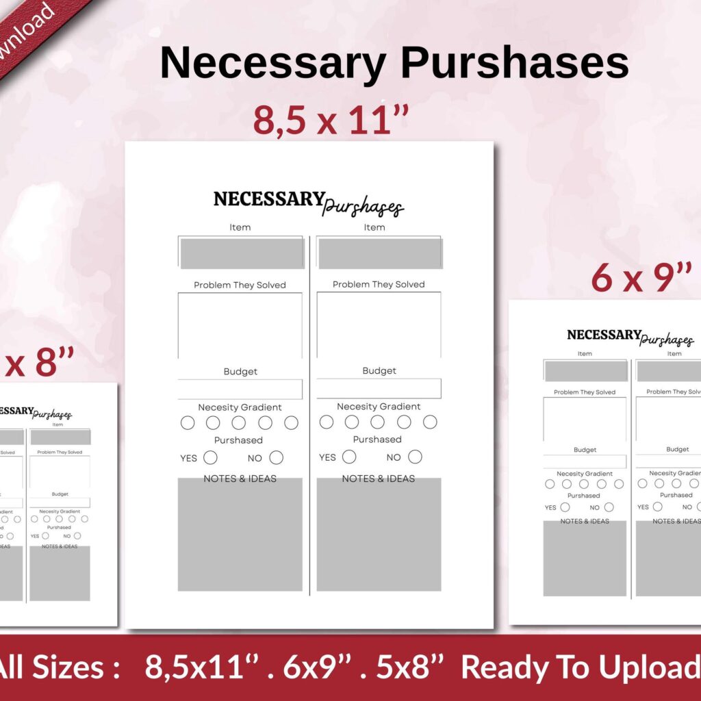 Necessary Purshases KDP interior Ready To Upload, Sizes 8.5×11 6×9 5×8 inch PDF FILE Used as Amazon KDP Paperback Low Content Book, journal, Notebook, Planner, COMMERCIAL Use