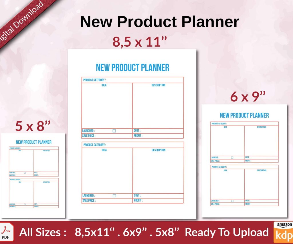 New Product Planner KDP interior Ready To Upload, Sizes 8.5×11 6×9 5×8 inch PDF FILE Used as Amazon KDP Paperback Low Content Book, journal, Notebook, Planner, COMMERCIAL Use