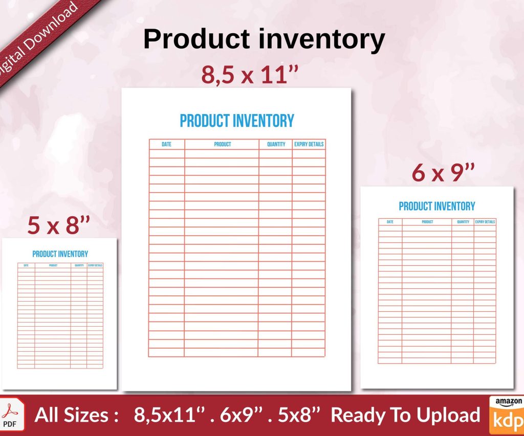 Product inventory KDP interior Ready To Upload, Sizes 8.5×11 6×9 5×8 inch PDF FILE Used as Amazon KDP Paperback Low Content Book, journal, Notebook, Planner, COMMERCIAL Use