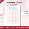 Purchase Tracker KDP interior Ready To Upload, Sizes 8.5×11 6×9 5×8 inch PDF FILE Used as Amazon KDP Paperback Low Content Book, journal, Notebook, Planner, COMMERCIAL Use