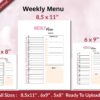 Weekly Menu KDP interior Ready To Upload, Sizes 8.5×11 6×9 5×8 inch PDF FILE Used as Amazon KDP Paperback Low Content Book, journal, Notebook, Planner, COMMERCIAL Use