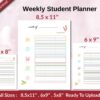 Weekly Student Planner KDP interior Ready To Upload, Sizes 8.5×11 6×9 5×8 inch PDF FILE Used as Amazon KDP Paperback Low Content Book, journal, Notebook, Planner, COMMERCIAL Use