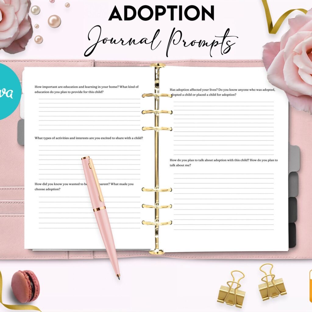 Adoption Promptly Journal 46 Editable Templates, 8.5×11″ Canva KDP Planner editable interior COMMERCIAL Use