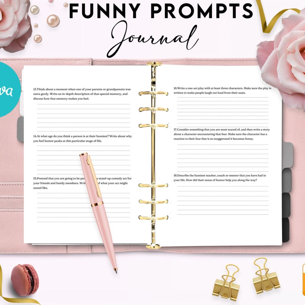 Funny Prompt Journal 34 Editable Templates, 8.5×11″ Canva KDP Planner editable interior COMMERCIAL Use