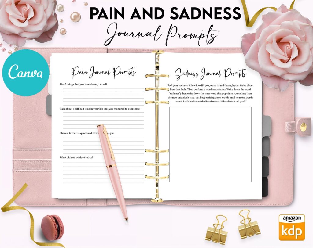 Grief Promptly Journal 37 Editable Templates, 8.5×11″ Canva KDP Planner editable interior COMMERCIAL Use