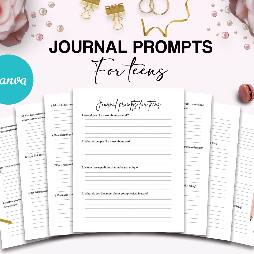 Teens self-discovery Promptly Journal 51 Editable Templates, 8.5×11″ Canva KDP Planner editable interior COMMERCIAL Use