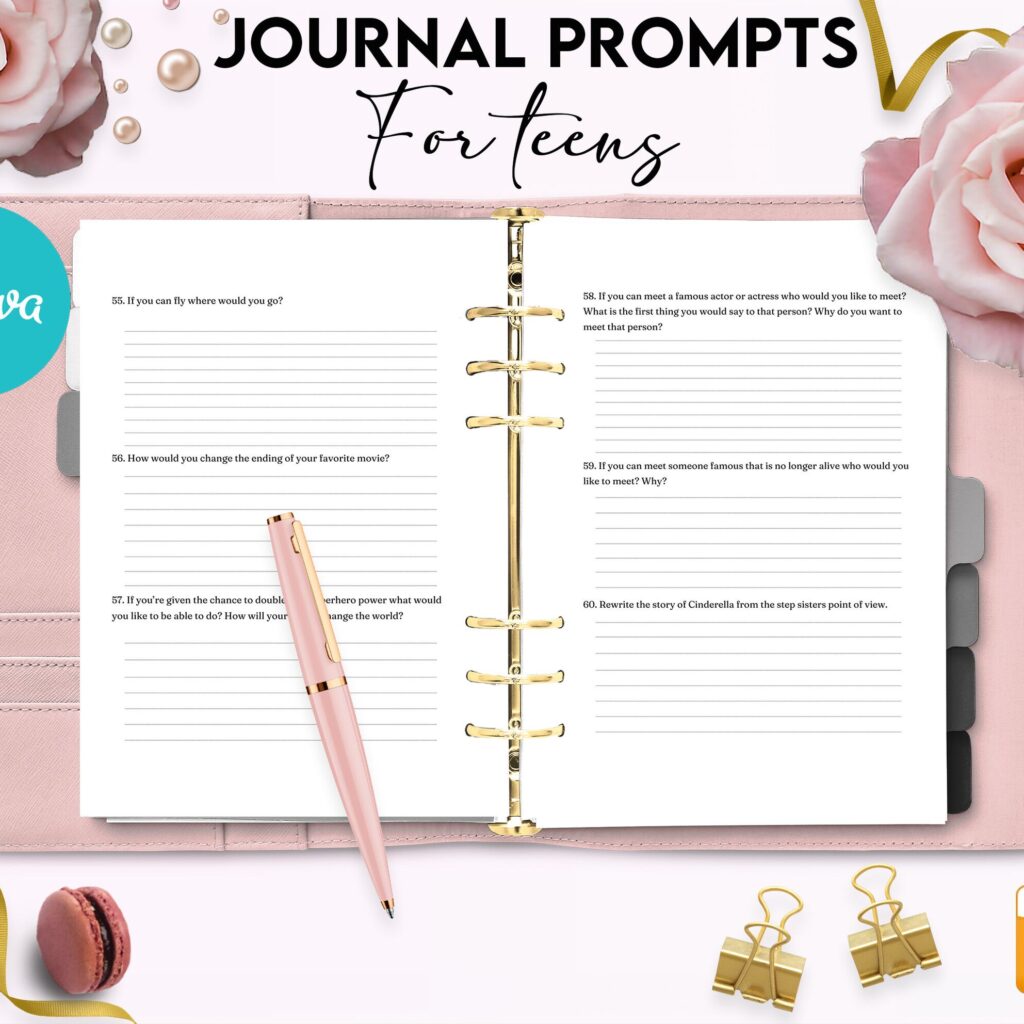 Teens self-discovery Promptly Journal 51 Editable Templates, 8.5×11″ Canva KDP Planner editable interior COMMERCIAL Use