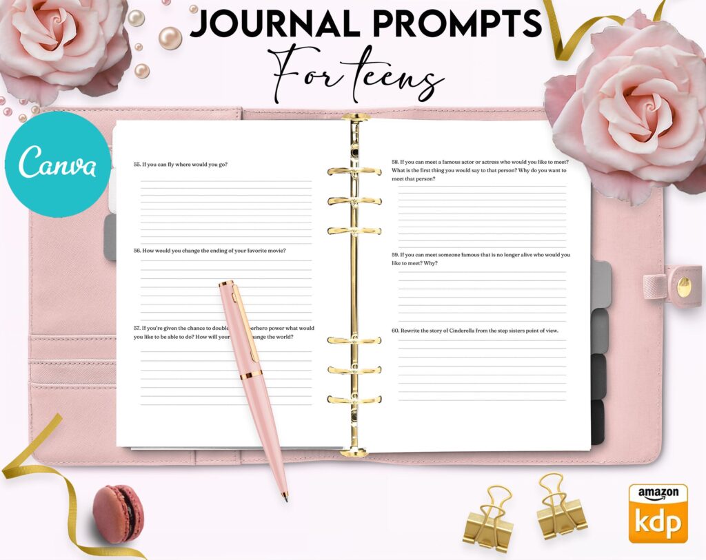 Teens self-discovery Promptly Journal 51 Editable Templates, 8.5×11″ Canva KDP Planner editable interior COMMERCIAL Use