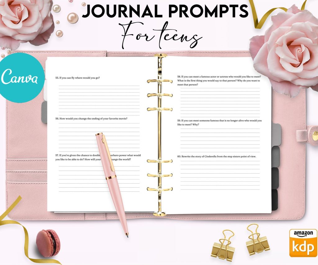 Teens self-discovery Promptly Journal 51 Editable Templates, 8.5×11″ Canva KDP Planner editable interior COMMERCIAL Use