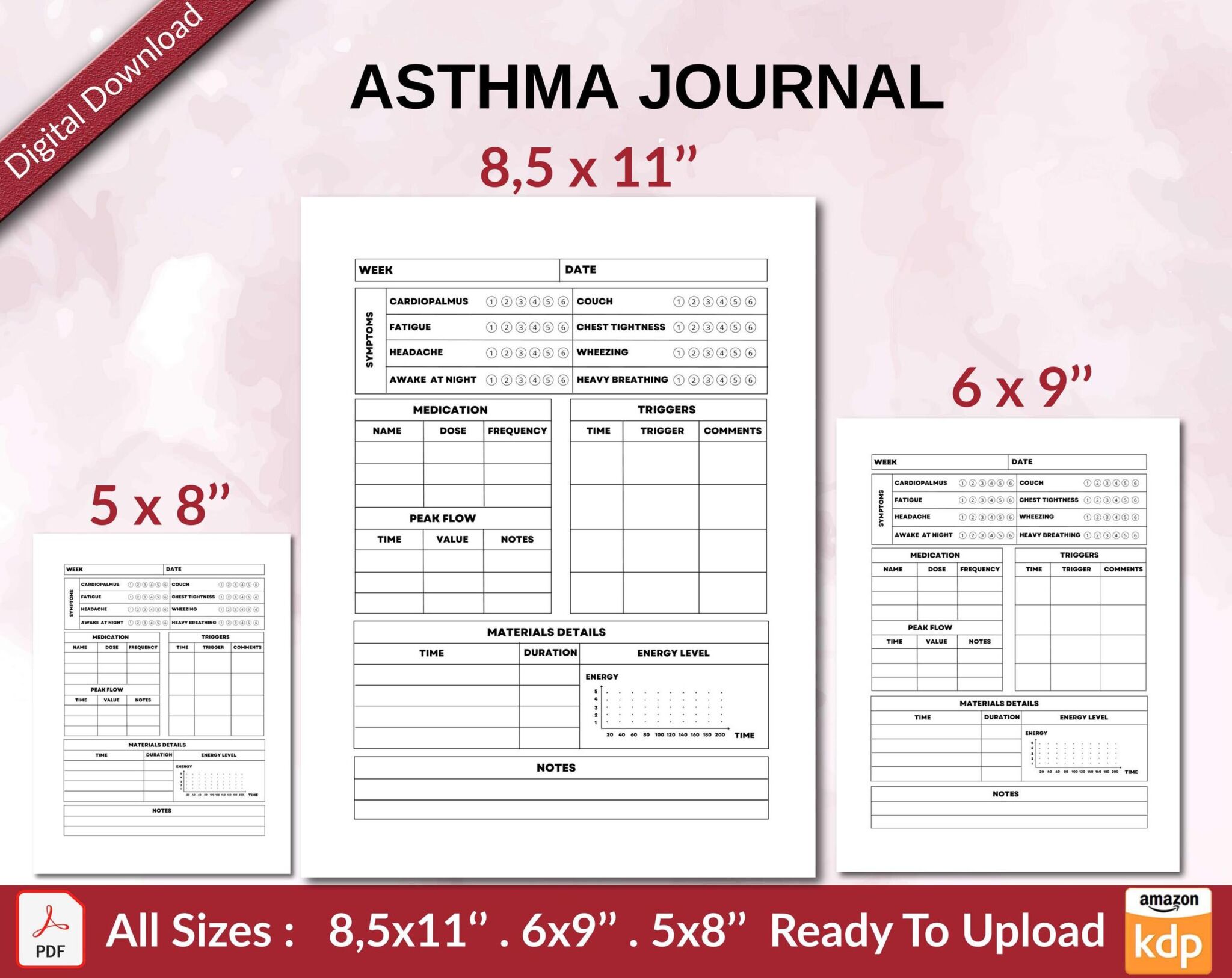 Asthma Journal 120 Pages to track your Medication, Triggers, Peak