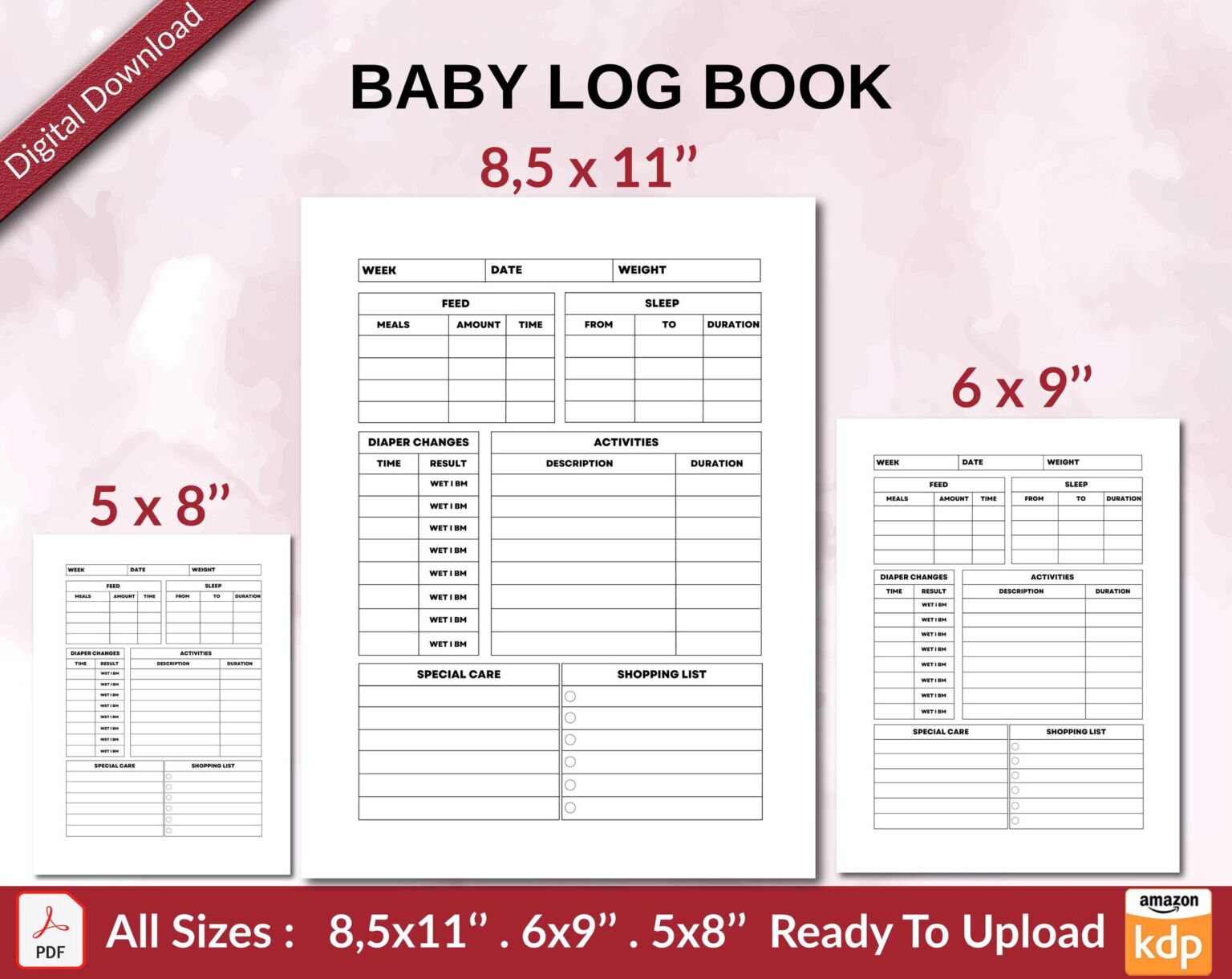 Baby Log Book for Easy Monitoring Record Feeding, Sleeping and other