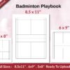 Badminton Playbook 120 pages Ready to Upload PDF used as Low Content Planner tracker or Log Book KDP, Size 6×9 8.5×11 5×8 Commercial Use