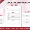 COCKTAIL RECIPE BOOK 120 pages Ready to Upload PDF used as Low Content Planner tracker or Log Book KDP, Size 6×9 8.5×11 5×8 Commercial Use