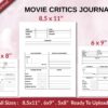 MOVIE CRITICS JOURNAL 120 pages Ready to Upload PDF used as Low Content Planner tracker or Log Book KDP, Size 6×9 8.5×11 5×8 Commercial Use