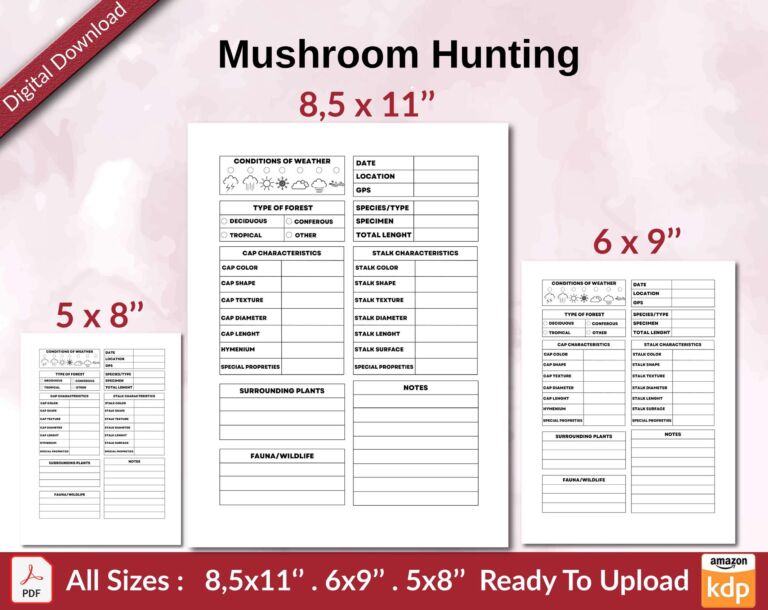 Mushroom Hunting 120 pages Ready to Upload PDF used as Low Content