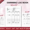 SWIMMING LOG BOOK 120 pages Ready to Upload PDF used as Low Content Planner tracker or Log Book KDP, Size 6×9 8.5×11 5×8 Commercial Use