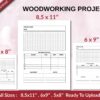 WOODWORKING PROJECT 120 pages Ready to Upload PDF used as Low Content Planner tracker or Log Book KDP, Size 6×9 8.5×11 5×8 Commercial Use
