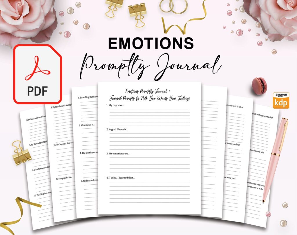 Emotions Promptly Journal 35 Pages, 8.5×11″ KDP Planner interior COMMERCIAL Use