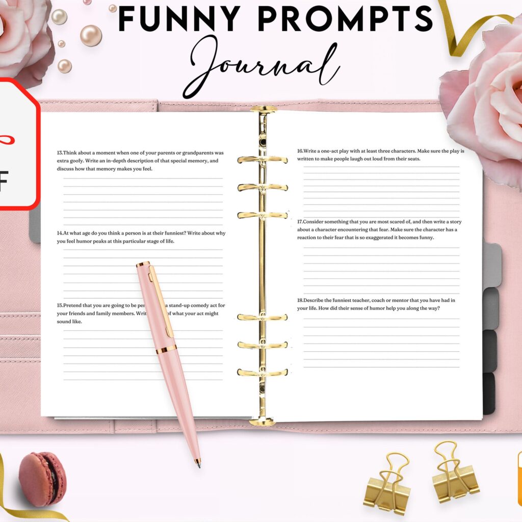 Funny Prompt Journal 34 Pages, 8.5×11″ KDP Planner interior COMMERCIAL Use