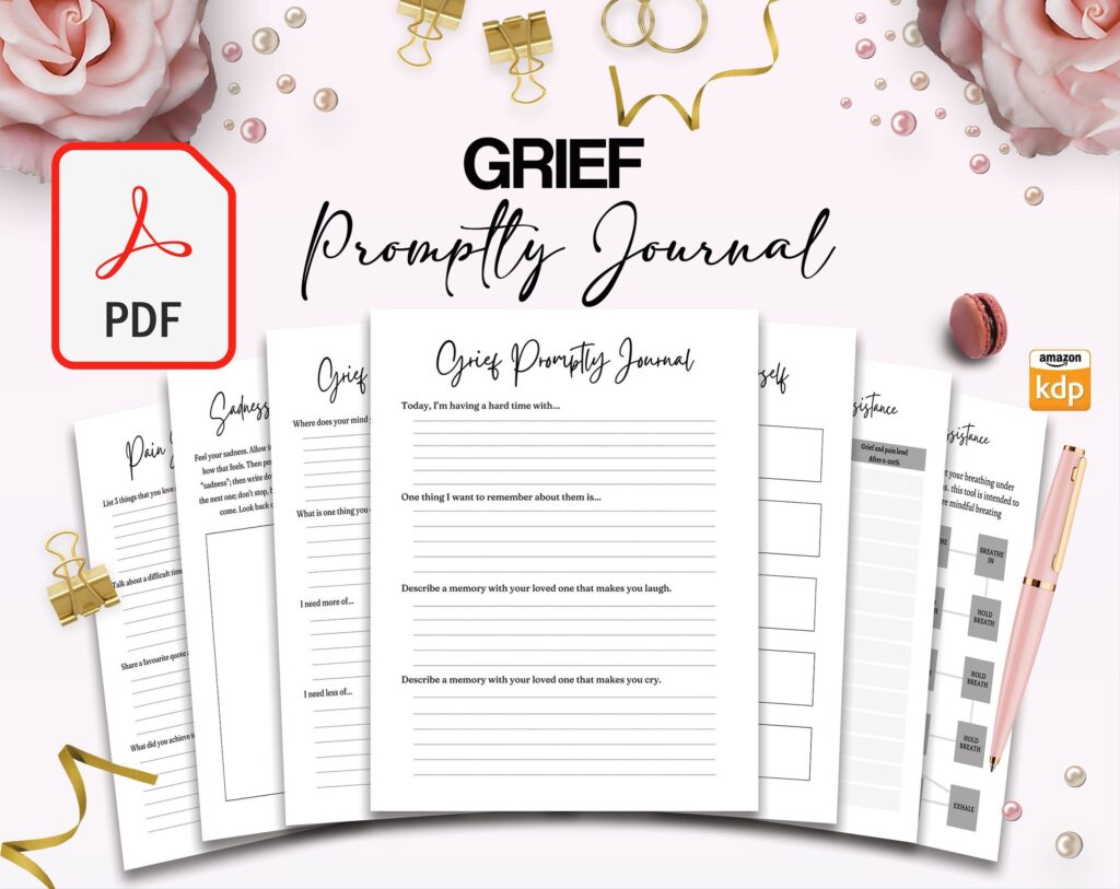 Grief Promptly Journal 37 Pages, 8.5×11″ KDP Planner interior COMMERCIAL Use