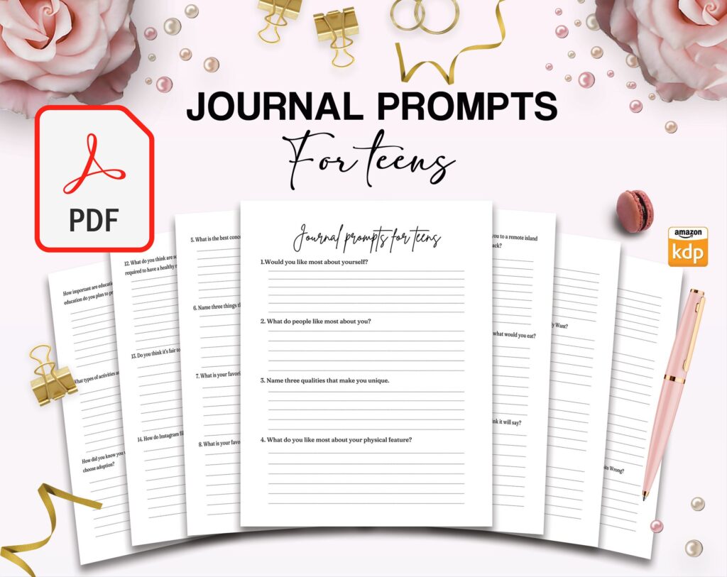 Teens self-discovery Promptly Journal 51 Pages, 8.5×11″ KDP Planner interior COMMERCIAL Use