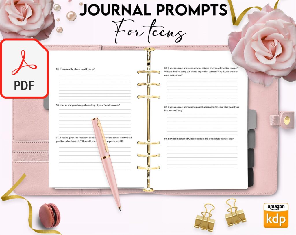 Teens self-discovery Promptly Journal 51 Pages, 8.5×11″ KDP Planner interior COMMERCIAL Use
