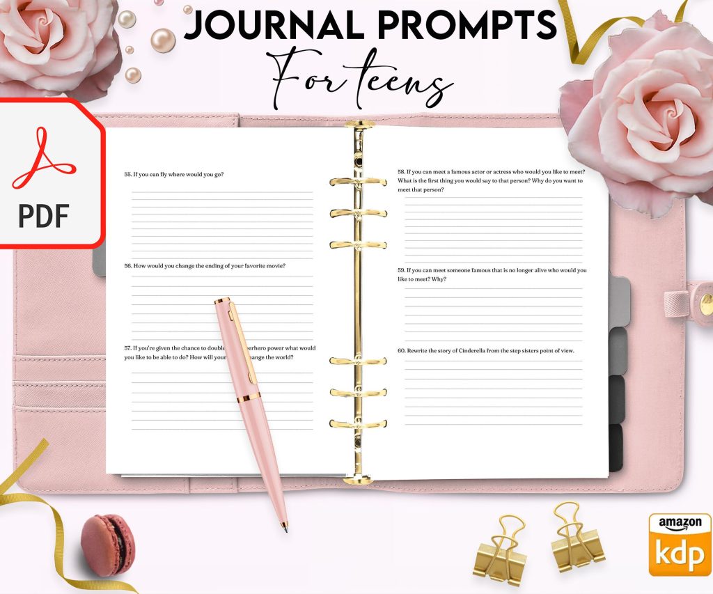 Teens self-discovery Promptly Journal 51 Pages, 8.5×11″ KDP Planner interior COMMERCIAL Use