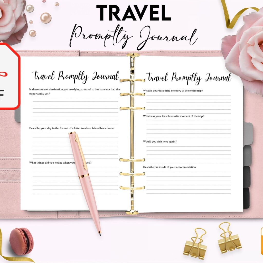 Travel Promptly Journal 36 Pages Templates, 8.5×11″ KDP Planner interior COMMERCIAL Use
