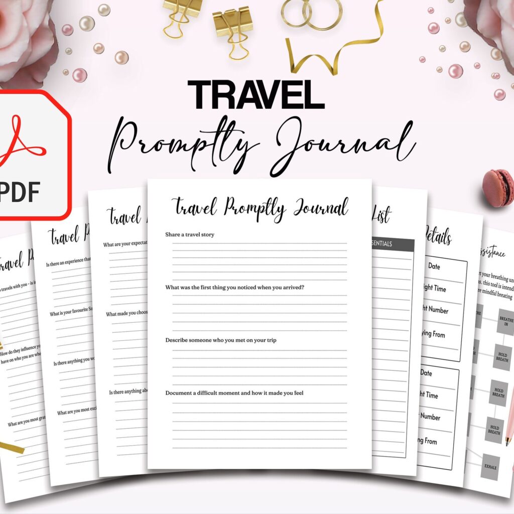 Travel Promptly Journal 36 Pages Templates, 8.5×11″ KDP Planner interior COMMERCIAL Use