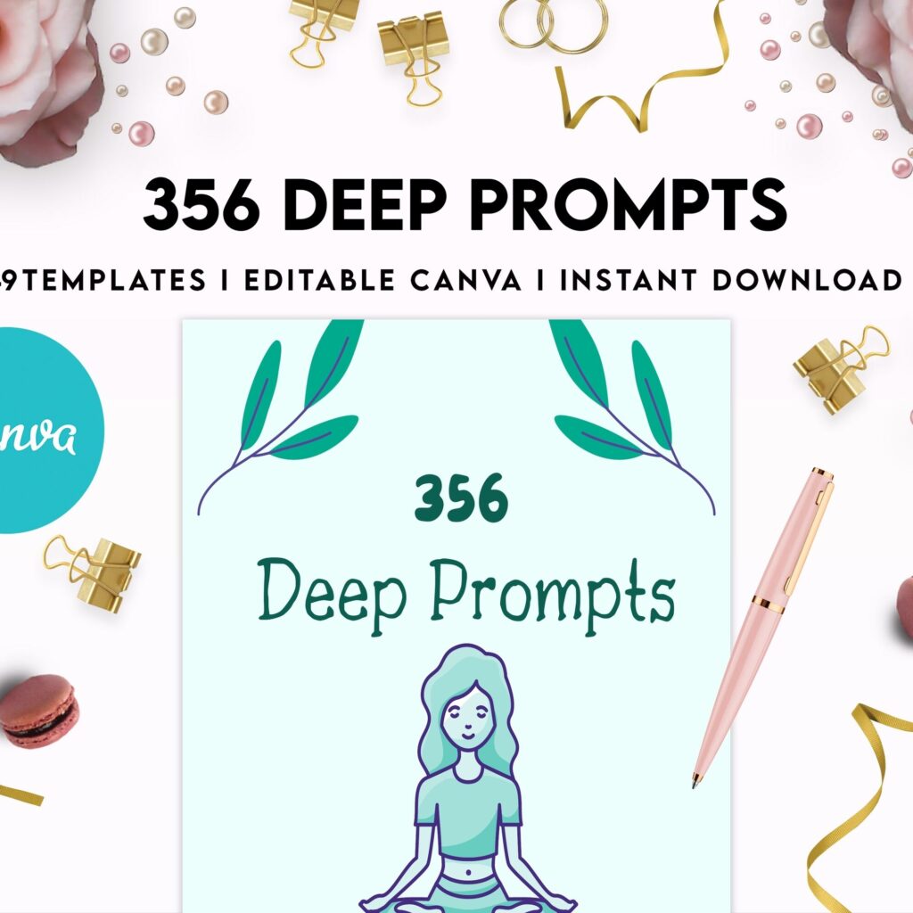 365 Prompts Journal, Mental Health Journal, Self Care Journal, Writing Prompts, Canva Editable Templates, Kdp interior, binder journal