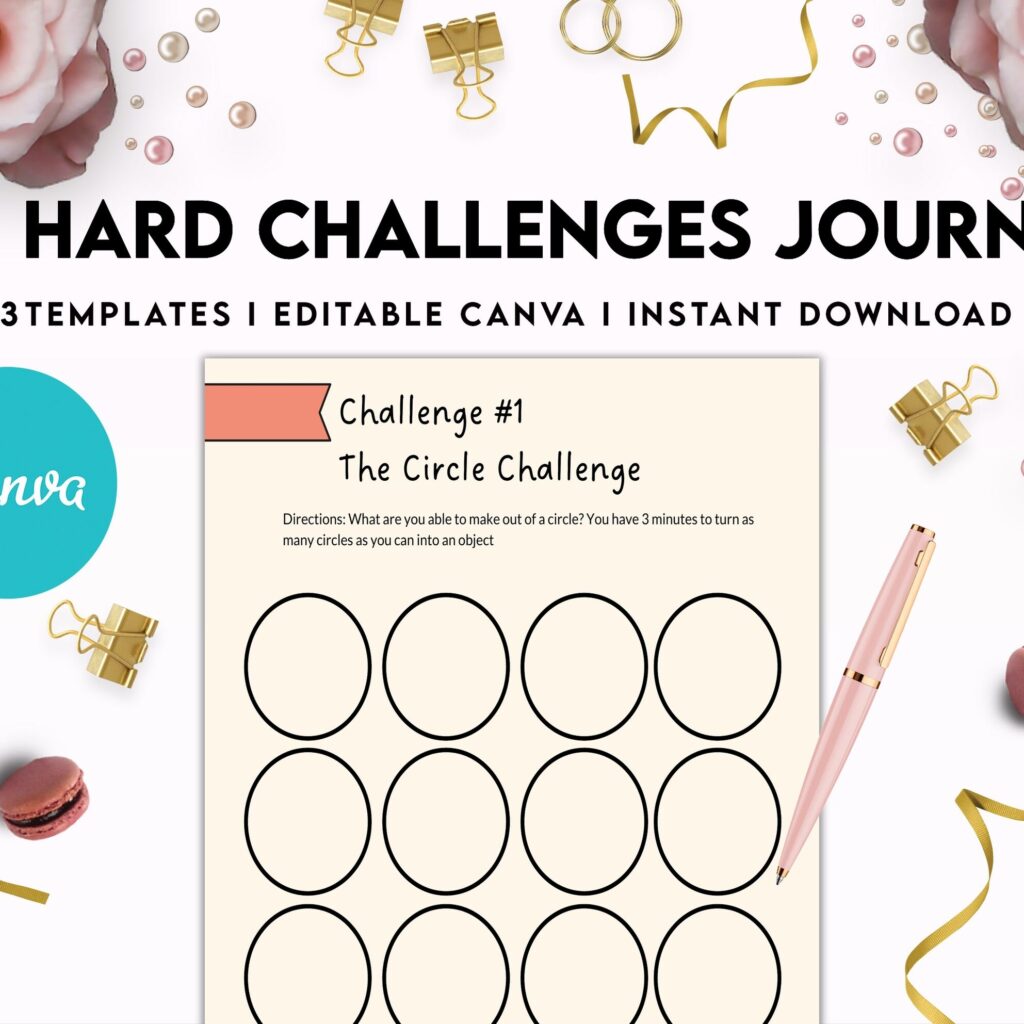 52 hard challenges, Daily chanllenges, diet, fitness, food, health, progress tracker, self care challenges, happiness, workout , Canva Editable Templates, Kdp interior