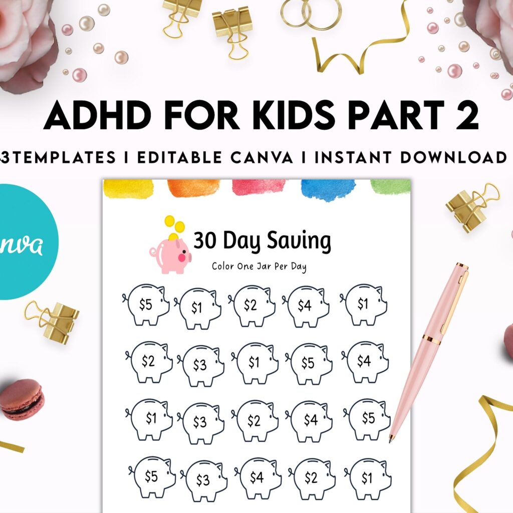 ADHD Planner For Kids , Editable Templates Kids ADHD Planner, Kids School Planner, ADHD Planner Sheets, Colorful Planner, Canva Editable Templates, Kdp interior