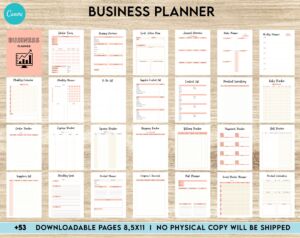Editable Templates Business Planner, Small Business Plan, Online Business planner, Business Planner Sheets, Canva Editable Templates, Kdp interior