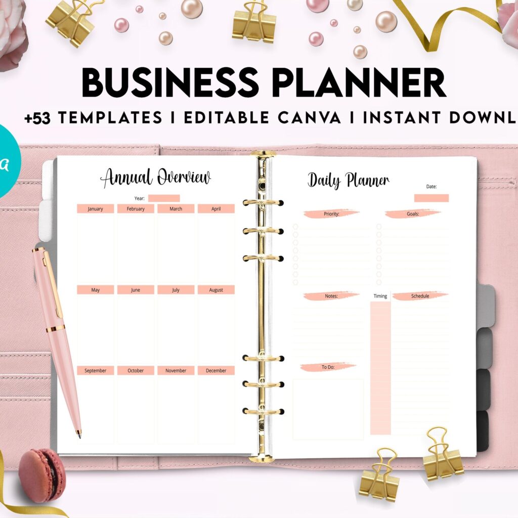 Editable Templates Business Planner, Small Business Plan, Online Business planner, Business Planner Sheets, Canva Editable Templates, Kdp interior