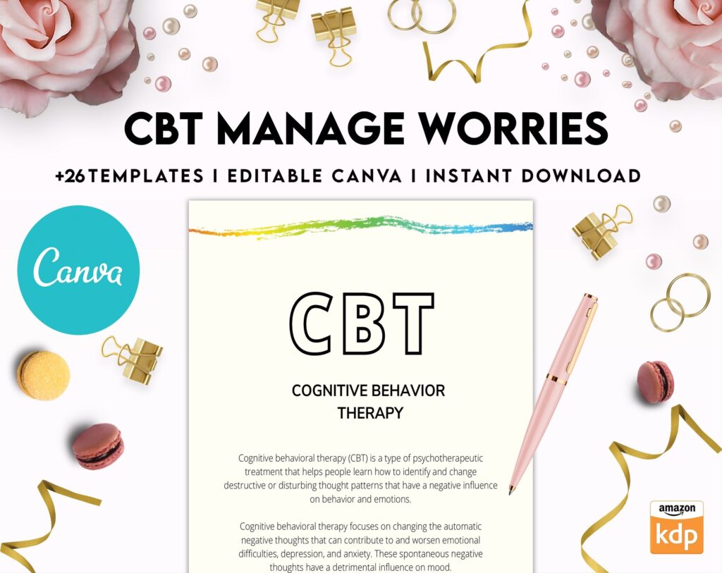 CBT activity book for Adults and kids age 12+, therapy worksheets, therapy tools, therapy resources, zones of regulation, anxiety, Canva Editable Templates, Kdp interior