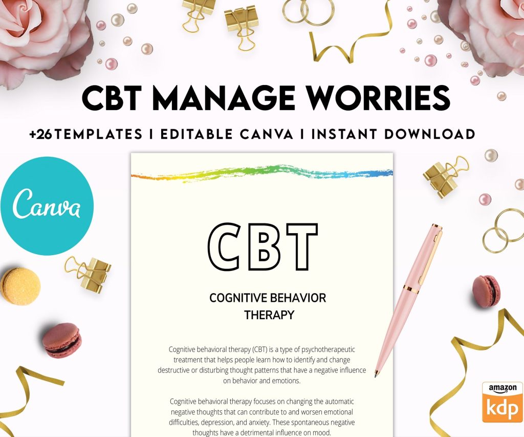CBT activity book for Adults and kids age 12+, therapy worksheets, therapy tools, therapy resources, zones of regulation, anxiety, Canva Editable Templates, Kdp interior