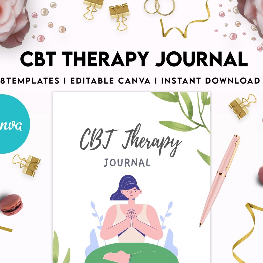 CBT Journal, CBT Worksheet and Planner Bundle, Cognitive Behavioural Therapy, Canva Editable Templates, Kdp interior