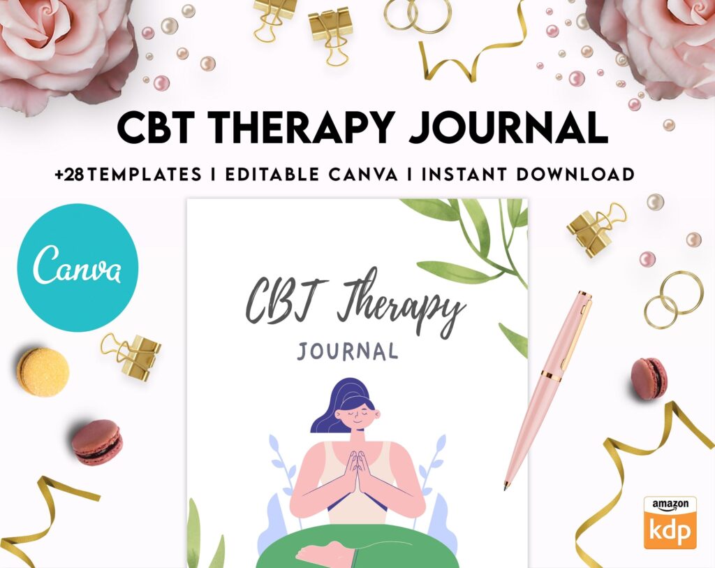 CBT Journal, CBT Worksheet and Planner Bundle, Cognitive Behavioural Therapy, Canva Editable Templates, Kdp interior