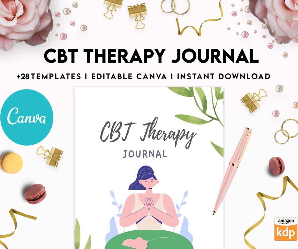CBT Journal, CBT Worksheet and Planner Bundle, Cognitive Behavioural Therapy, Canva Editable Templates, Kdp interior