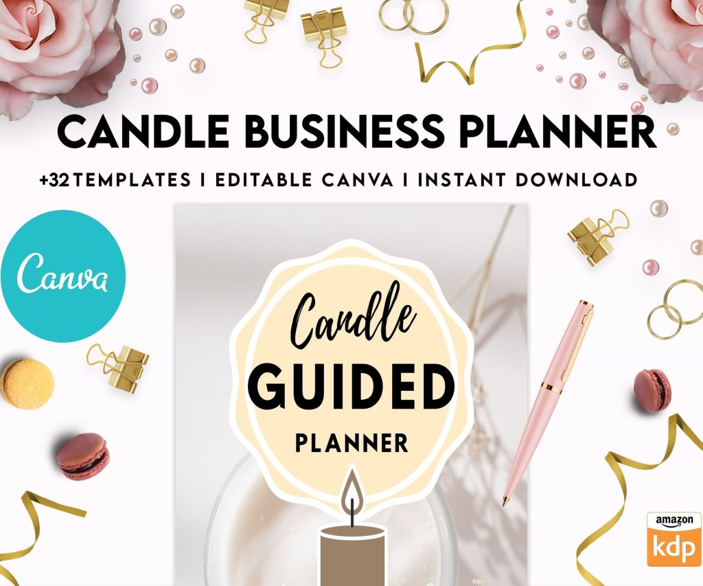 Candle Business Planner, Order form, Invoice, Tracker, 32 pages Canva Editable Templates, Kdp interior