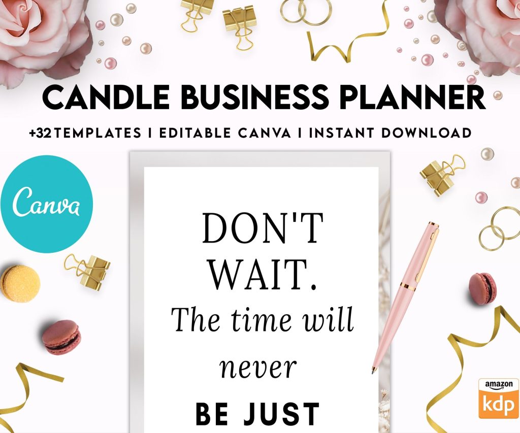 Candle Business Planner, Order form, Invoice, Tracker, 32 pages Canva Editable Templates, Kdp interior