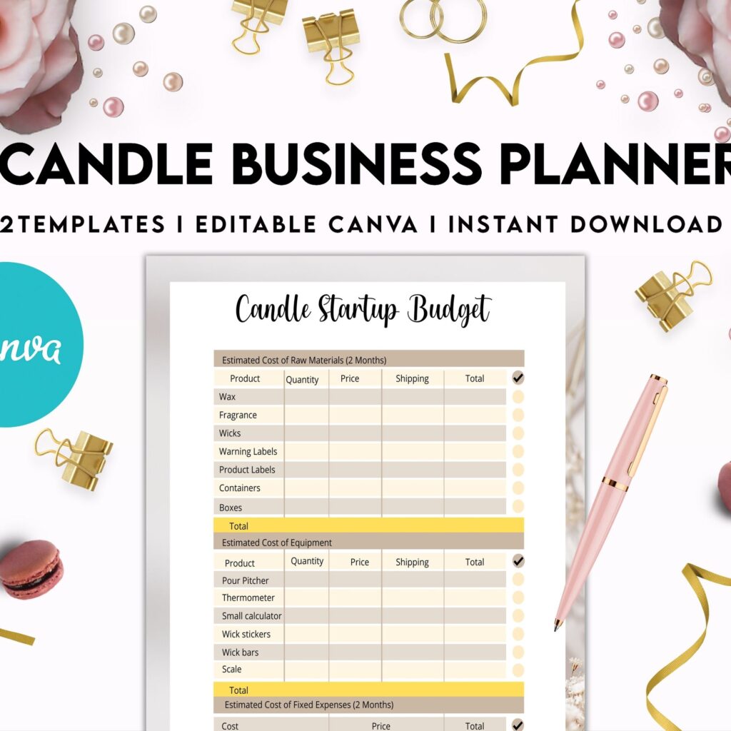 Candle Business Planner, Order form, Invoice, Tracker, 32 pages Canva Editable Templates, Kdp interior
